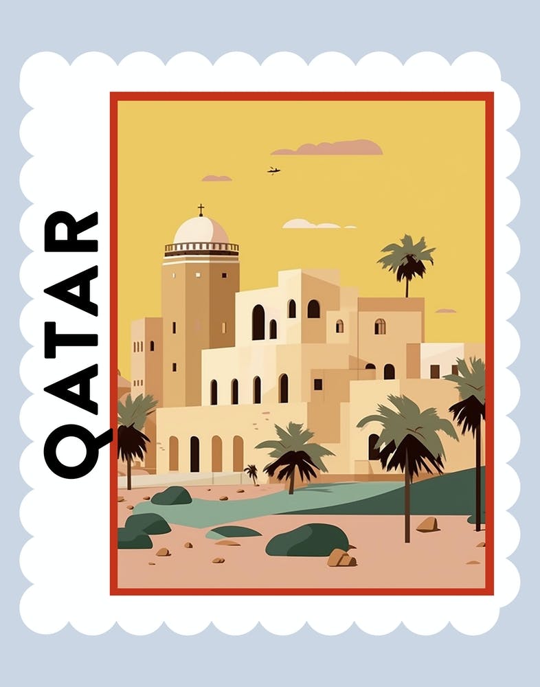 Qatar Travel Stamp Poster