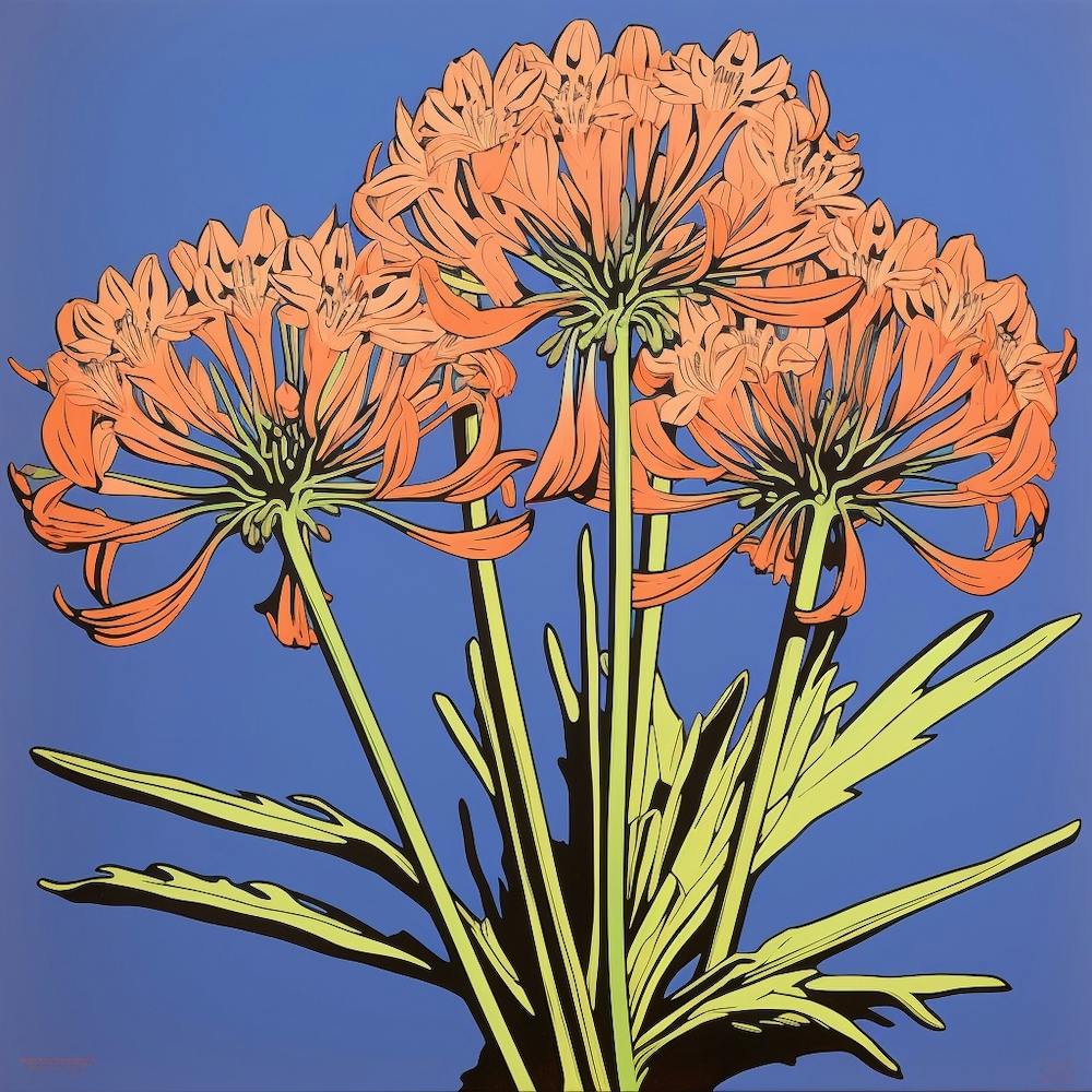 Agapanthus 2 Pop Art Illustration Square