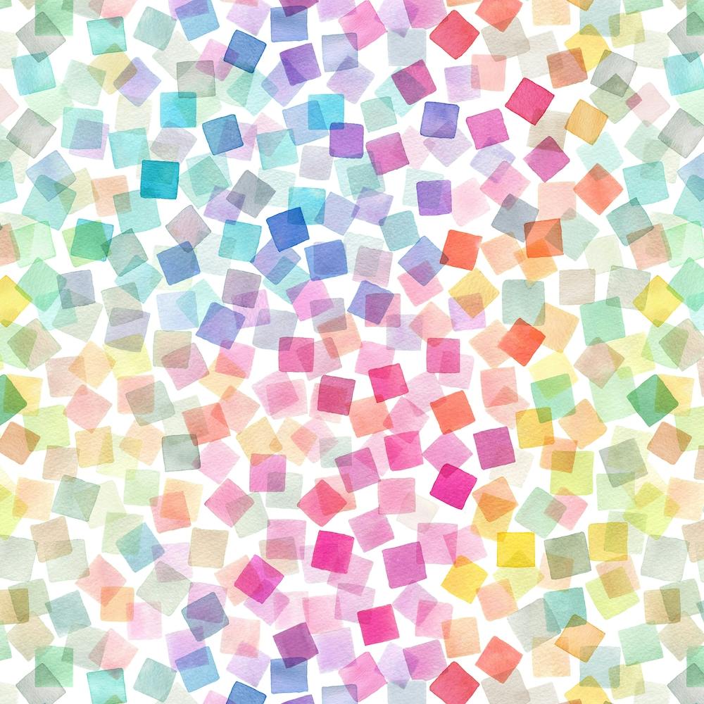 Confetti Watercolor Plaids Rainbow Square