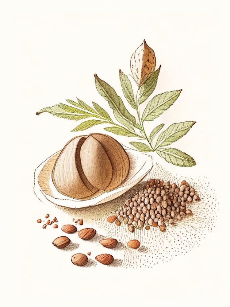 Nutmeg Spices And Herbs Pencil Illustration 3