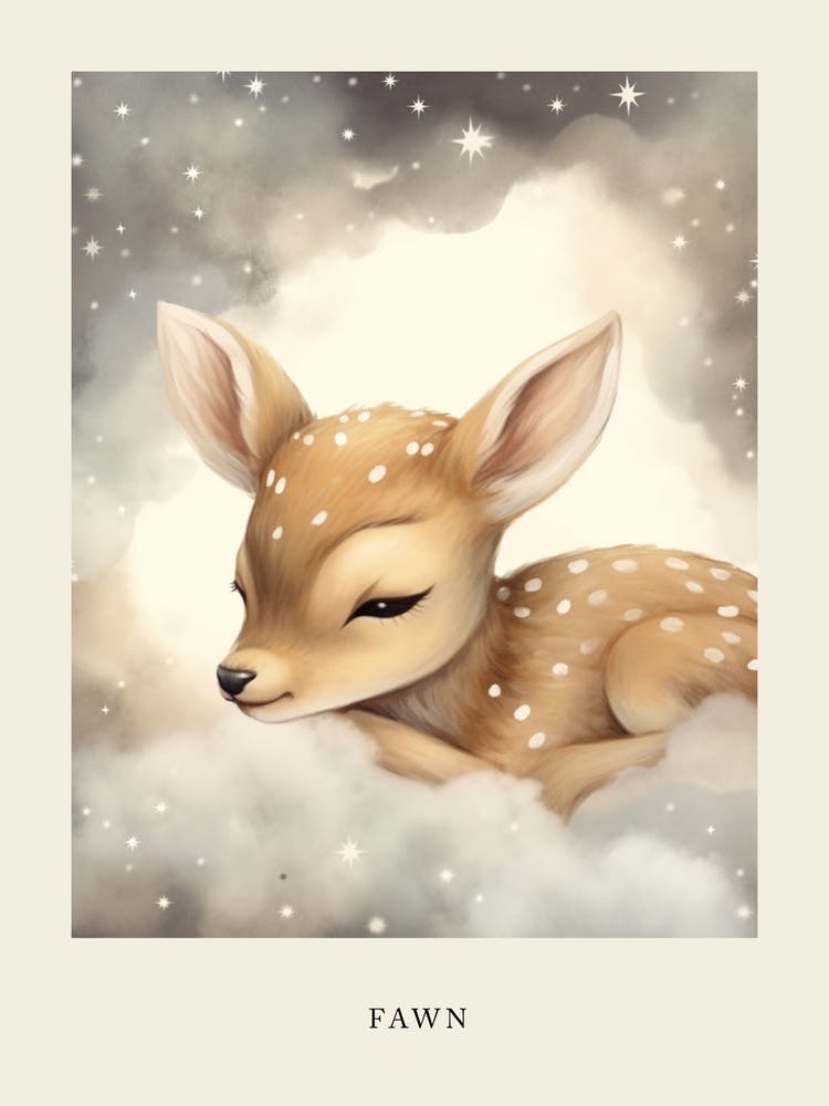 Sleeping Baby Deer Fawn Nursery Poster