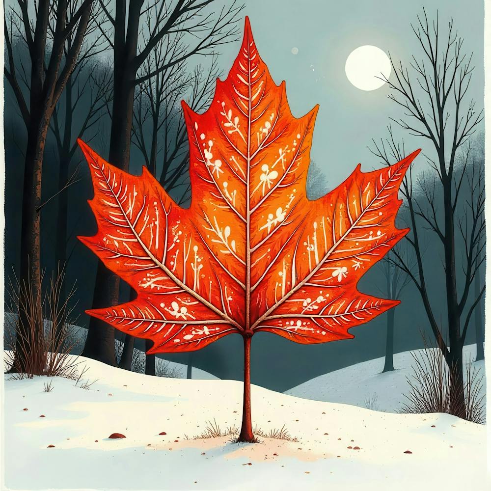 Maple Leaf In The Snow