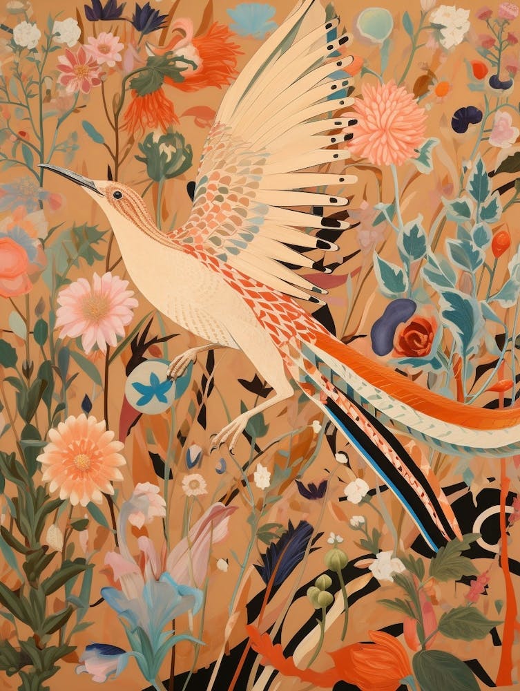 Maximalist Bird Painting Hoopoe 2