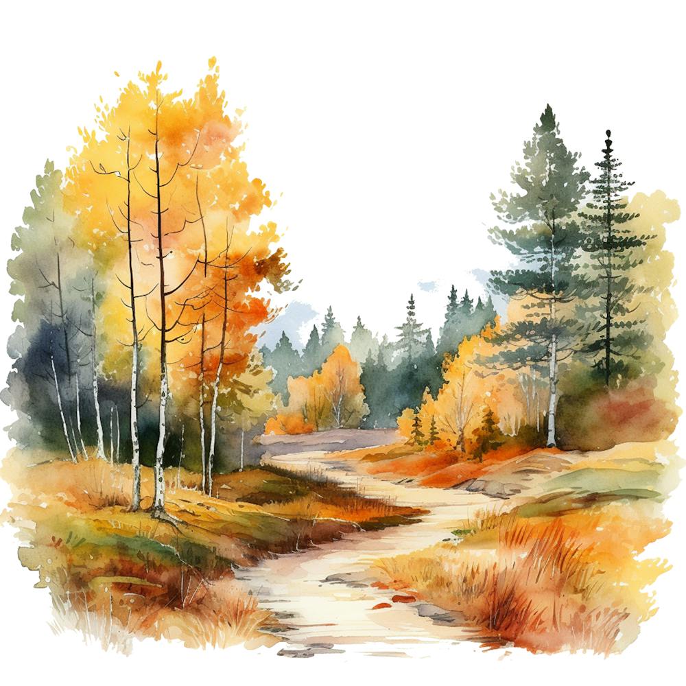 Watercolor Autumn Forest 9