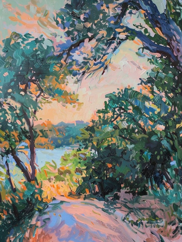 Mount Bonnell Austin Texas Oil Painting 2