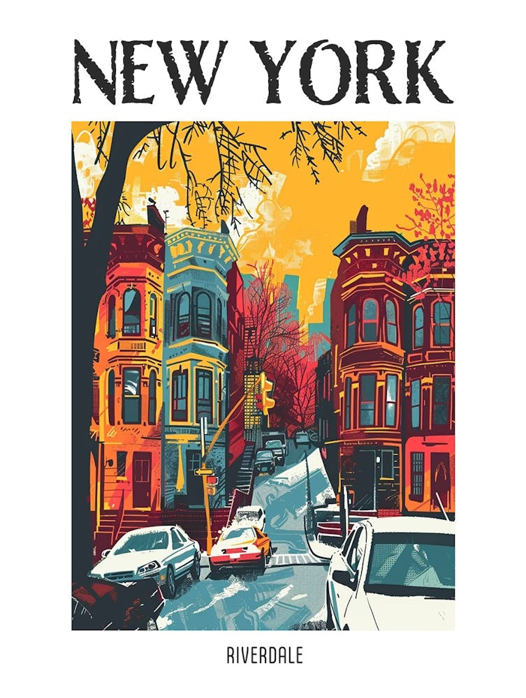 Riverdale New York Colourful Silkscreen Illustration 2 Poster
