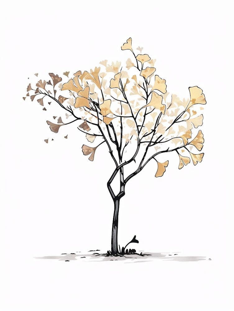 Ginkgo Tree Pixel Illustration 4