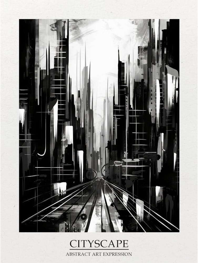 Cityscape Abstract Black And White 5 Poster
