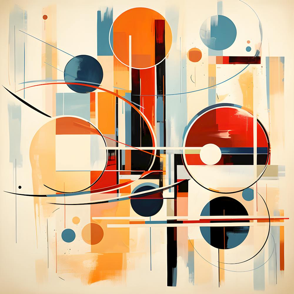Geometric Symphony: Abstract Art with Circles and Bold Colors