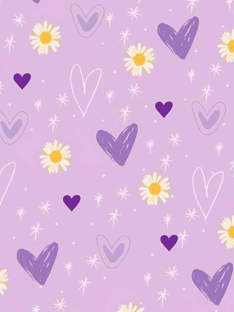 Purple Hearts And Daisies