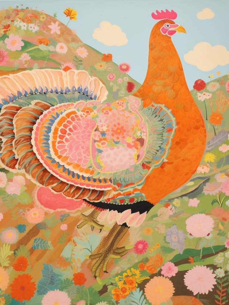 Peinture Maximaliste d'Oiseau Dinde 1