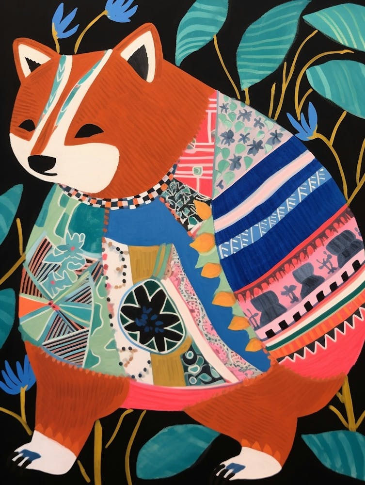 Maximalist Animal Painting Red Panda 2