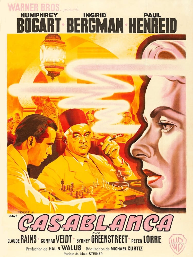 Casablanca, Vintage Movie Poster, 1946