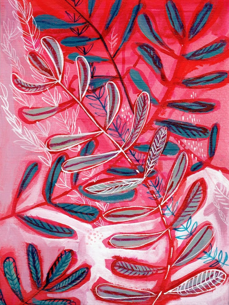 Pink And Red Botanical Print Two