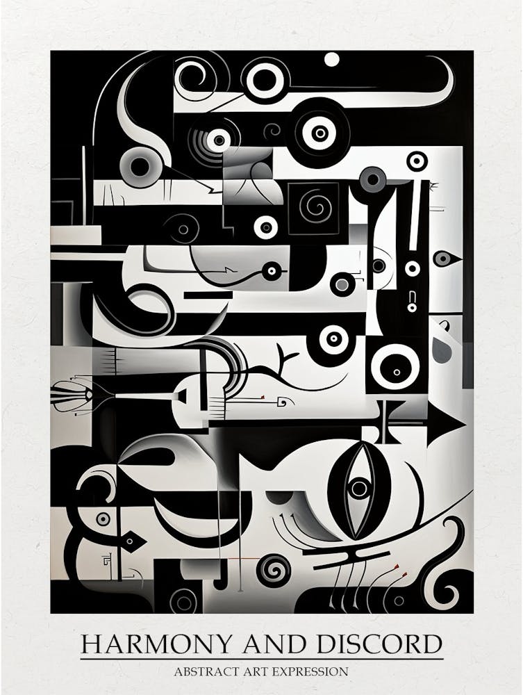 Harmony And Discord Abstract Black And White 3 Poster