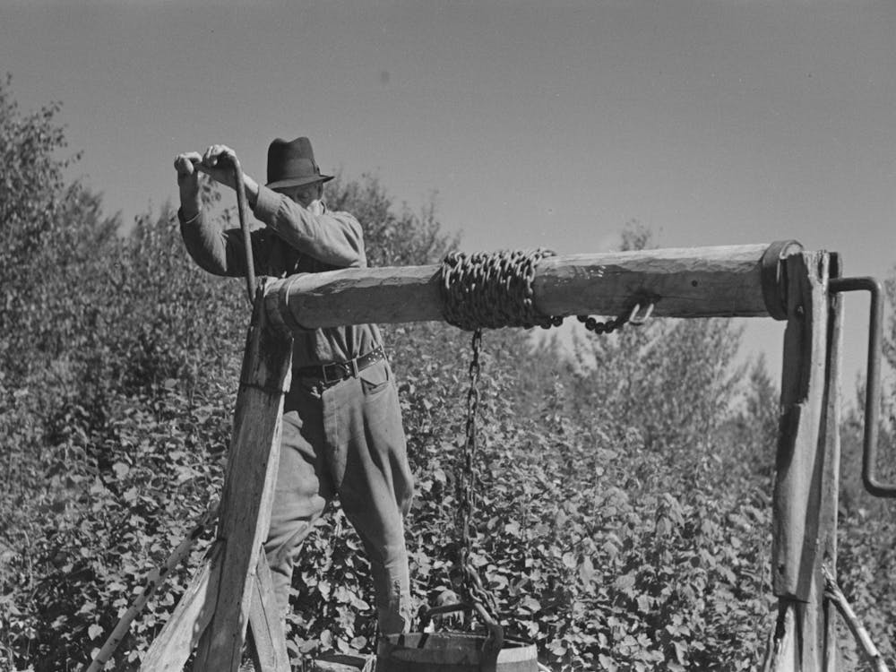 William Besson, Mining Prospector, Near Winton, Minnesota, The Windlass Is Homemade By Russell Lee
