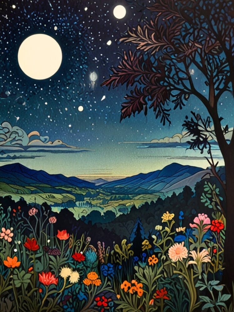 William Morris Moonlight In The Mountains 2