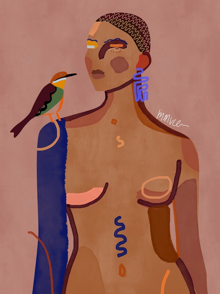 Girl With Bird by mmvce