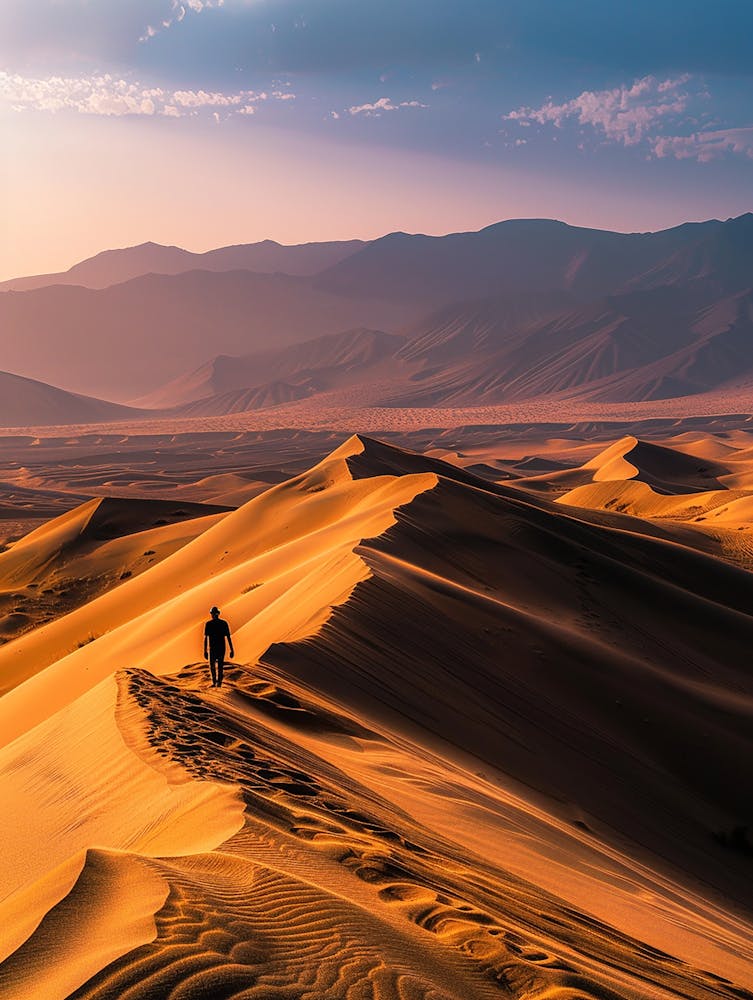 Sand Dunes At Sunset