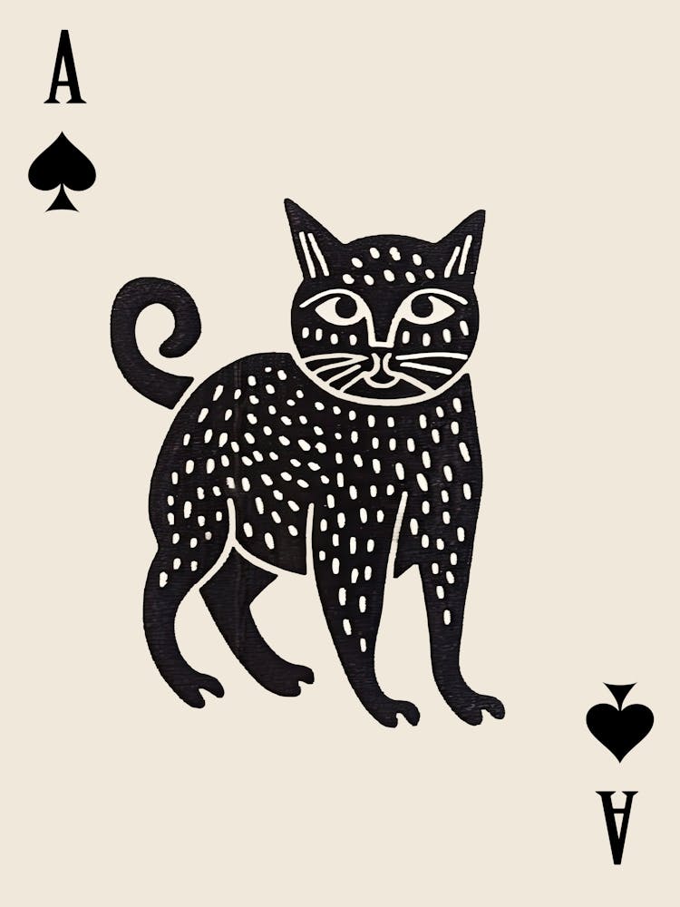 Playing Cards Cat 1 Black And White 2