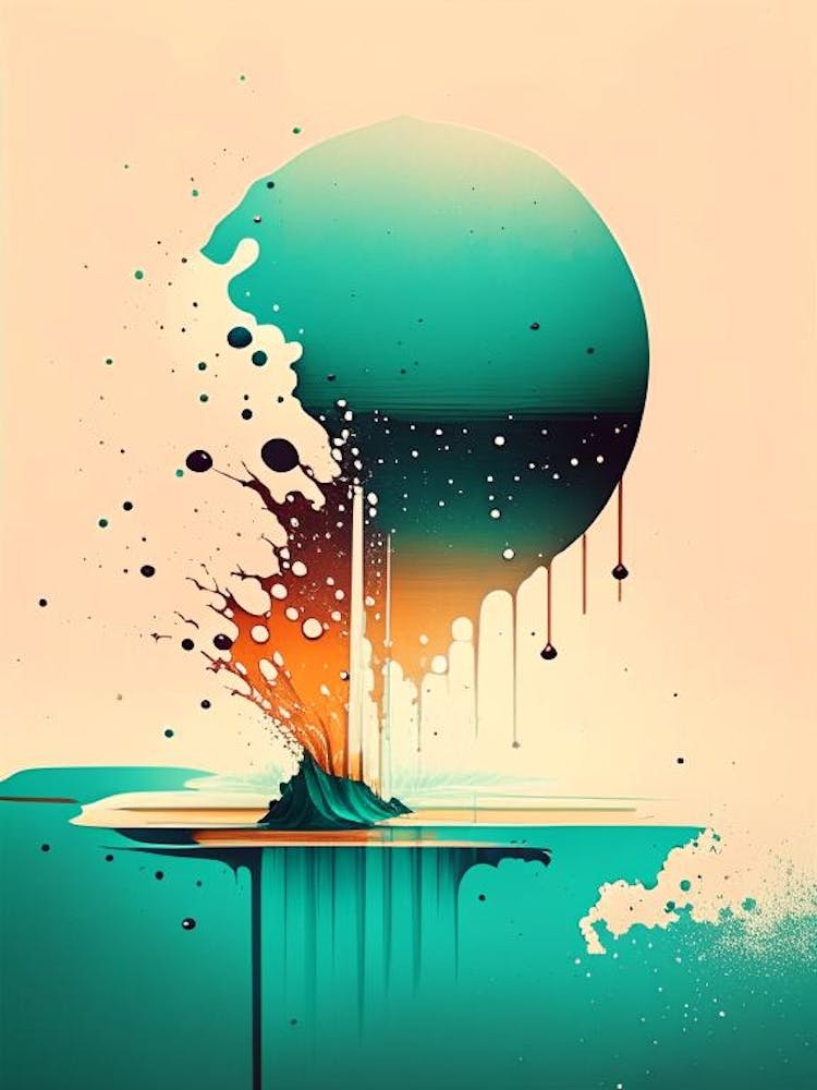 Water Splatter Water Waterscape Retro Illustration 1