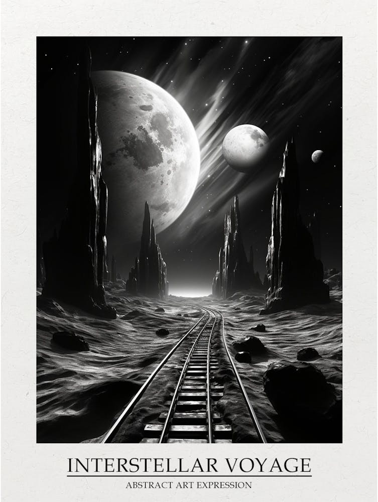 Interstellar Voyage Abstract Black And White 7 Poster
