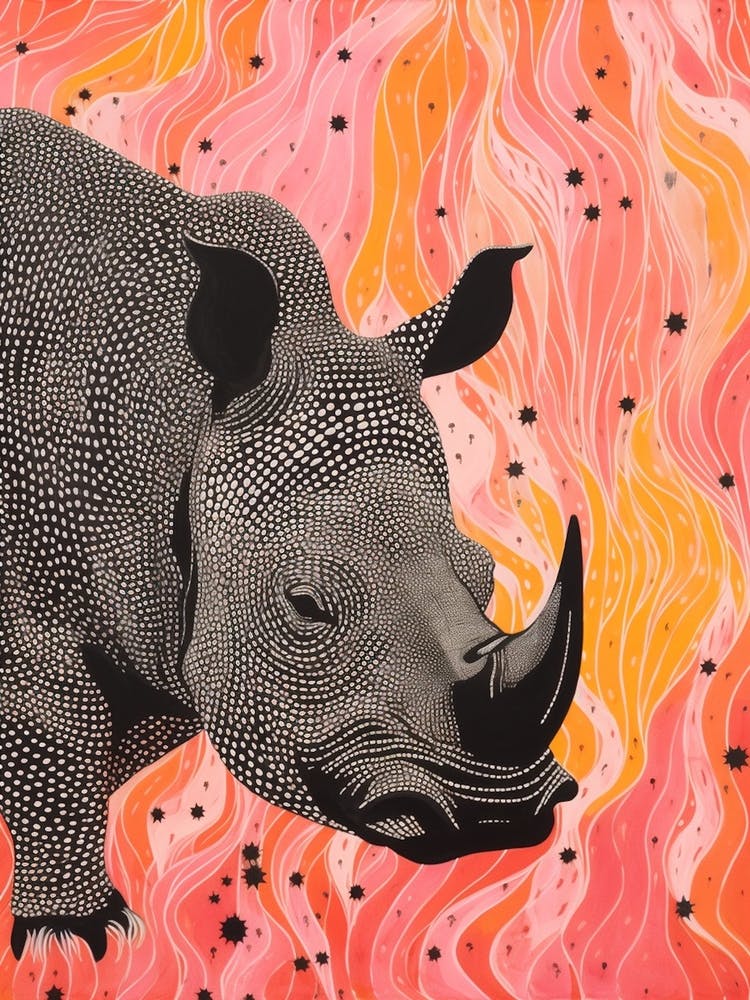 Polka Dot Rhino In The River 2