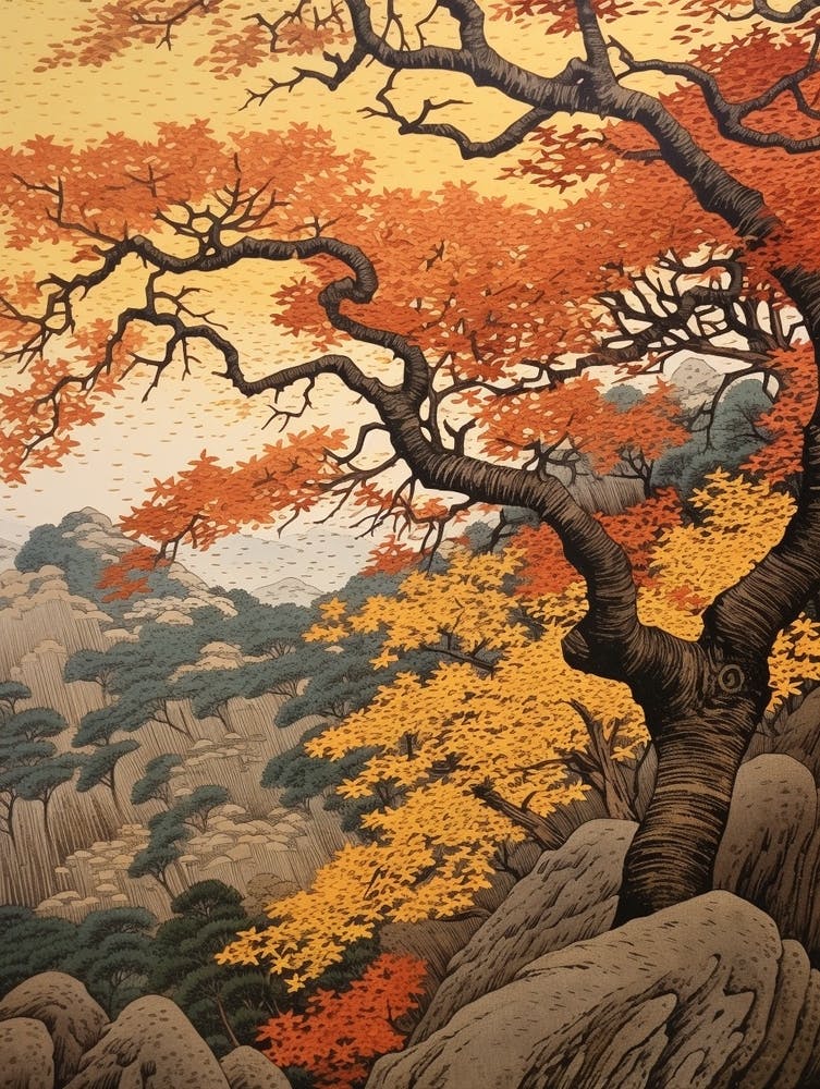 Katsura 1 Vintage Autumn Tree Print 
