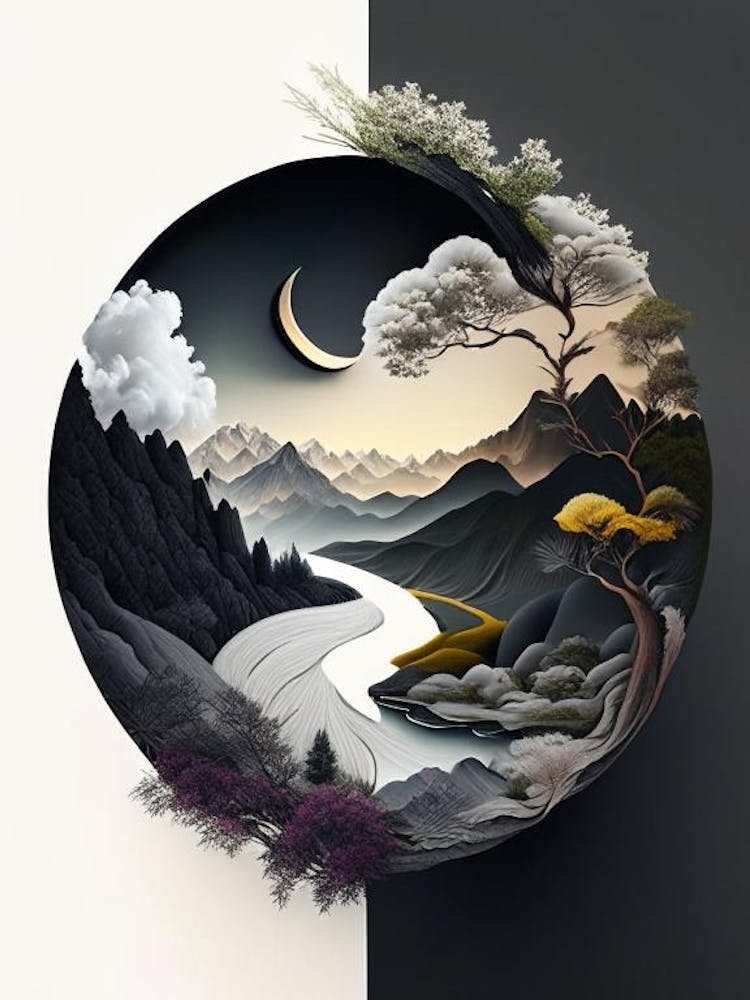 Paysages 9, Illustration Yin et Yang
