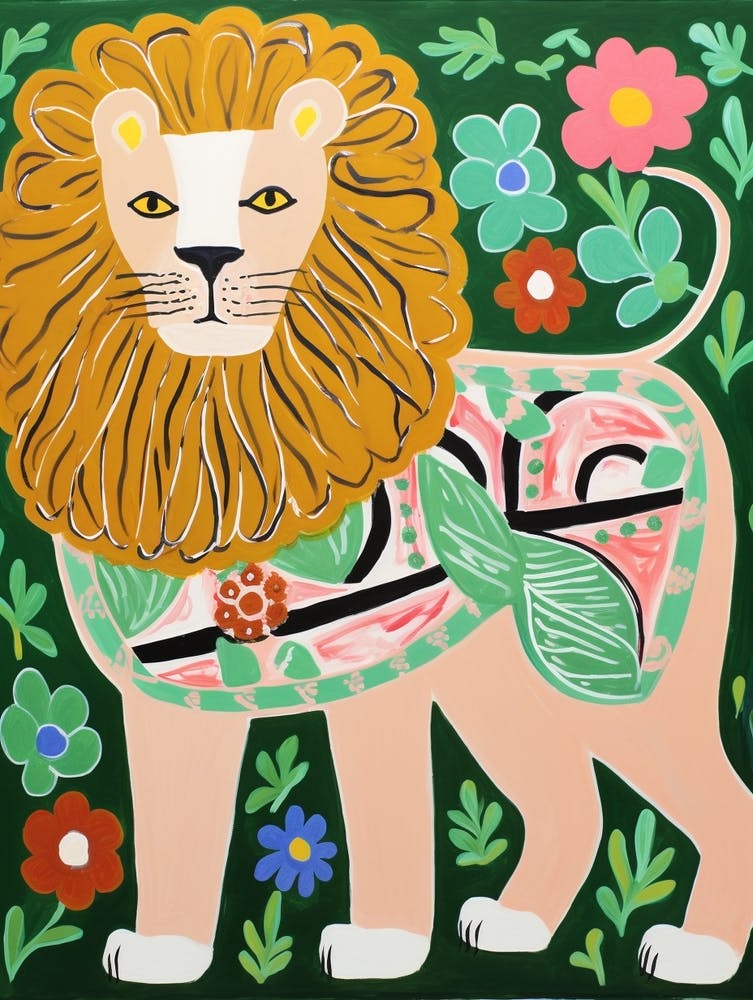 Maximalist Animal Painting Lion 1