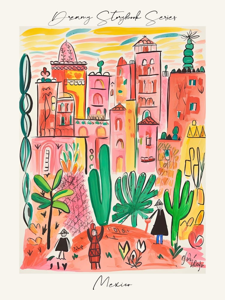 Poster Of Mexico, Dreamy Storybook Illustration 3
