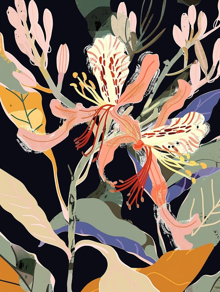 Colourful Flower Illustration Honeysuckle 4