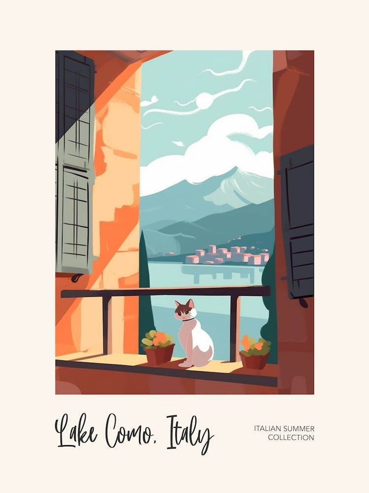 Lake Como Cat On A Window 2 Italian Summer Collection