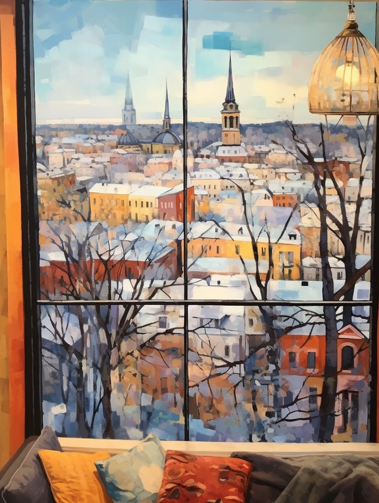 Paysage Urbain Hivernal Vilnius Lituanie