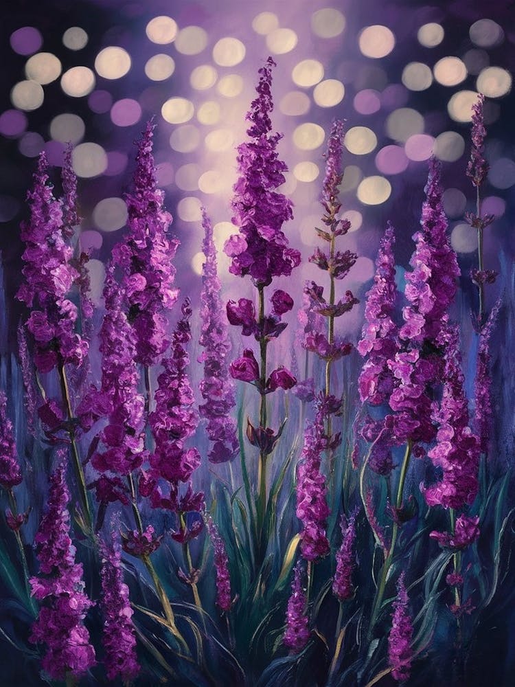 Purple Flowers At Night