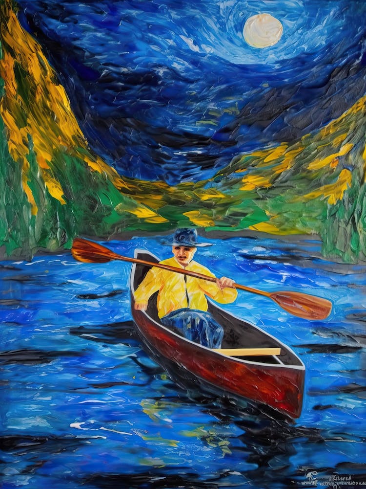 Canoeing In The Style Of Van Gogh 2