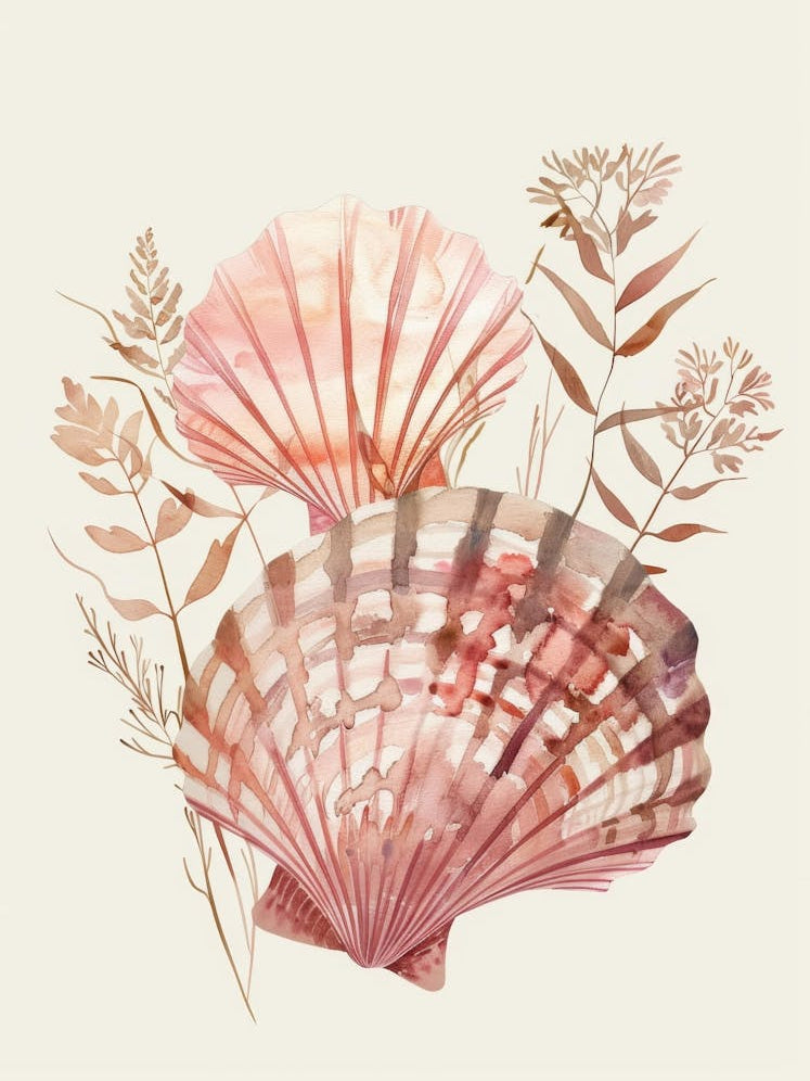 Watercolor Seashells 1