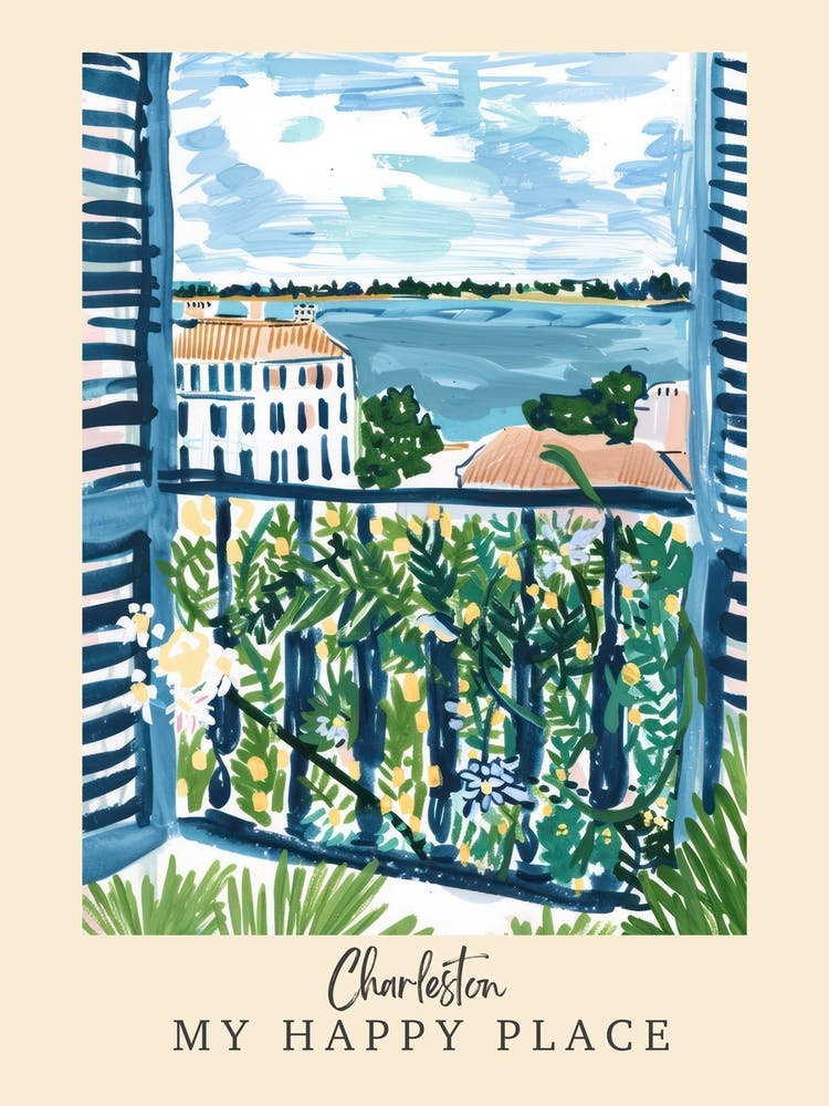 My Happy Place Charleston 3 Travel Poster