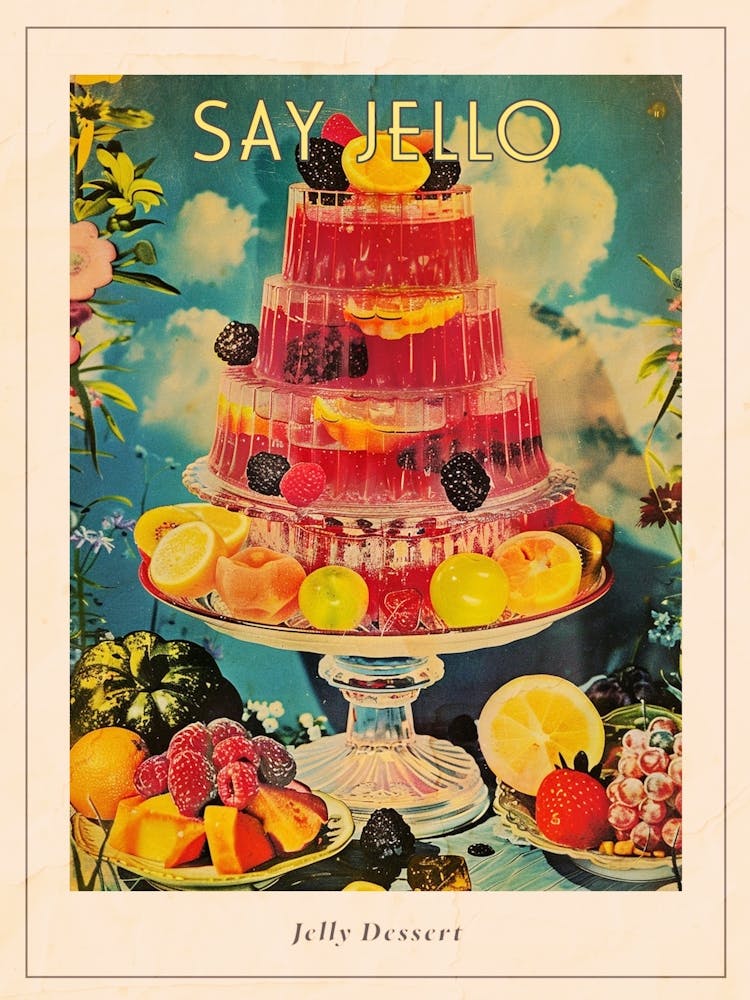 Jelly Dessert Selection Retro Collage 3 Poster