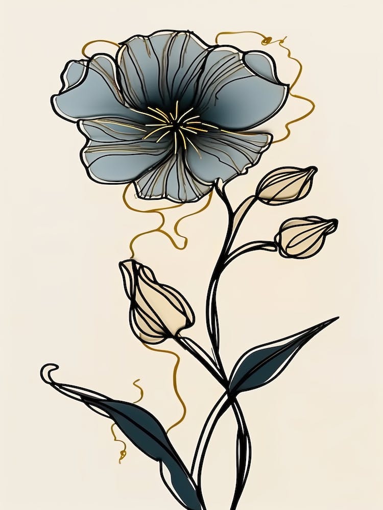 Daffodils Line Art Flowers Illustration Neutral 16