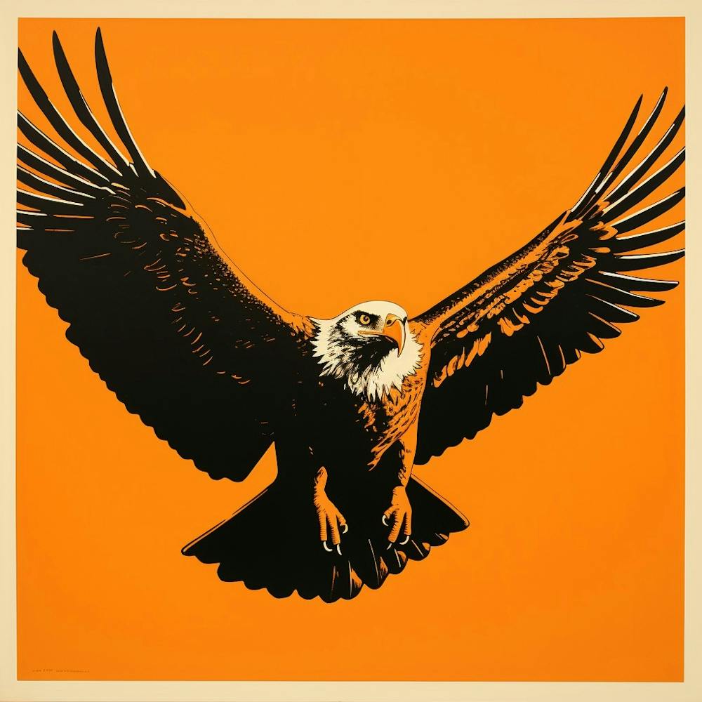 Retro Bird Lithograph Bald Eagle 3