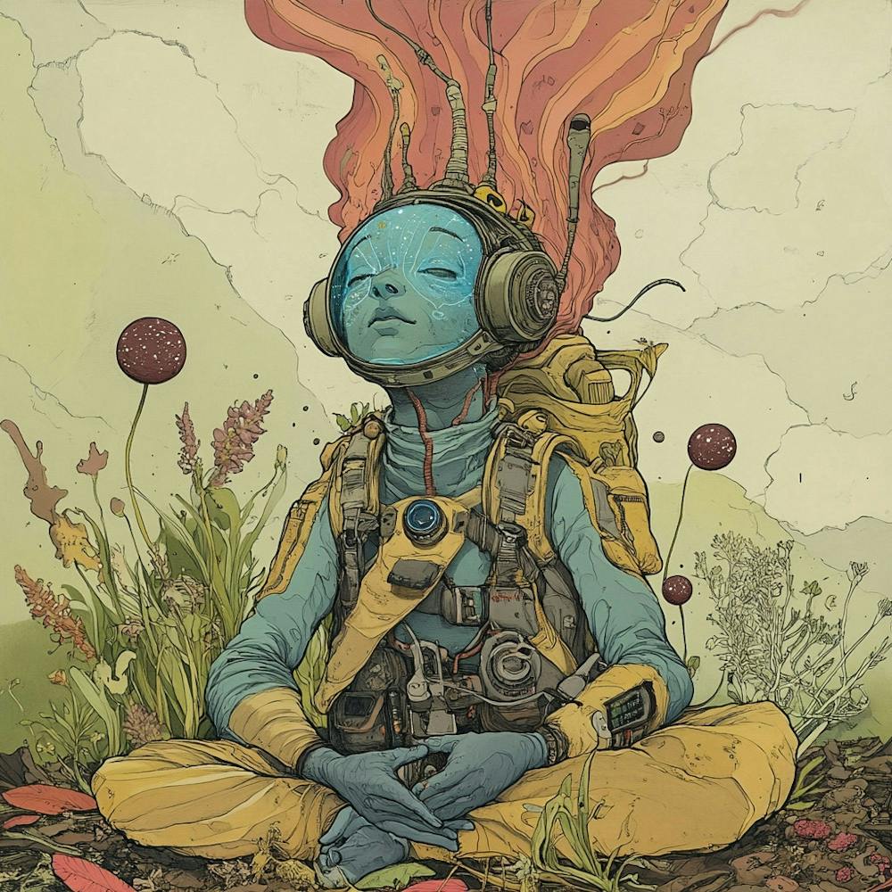 Fille dans l'espace Blue Lofi