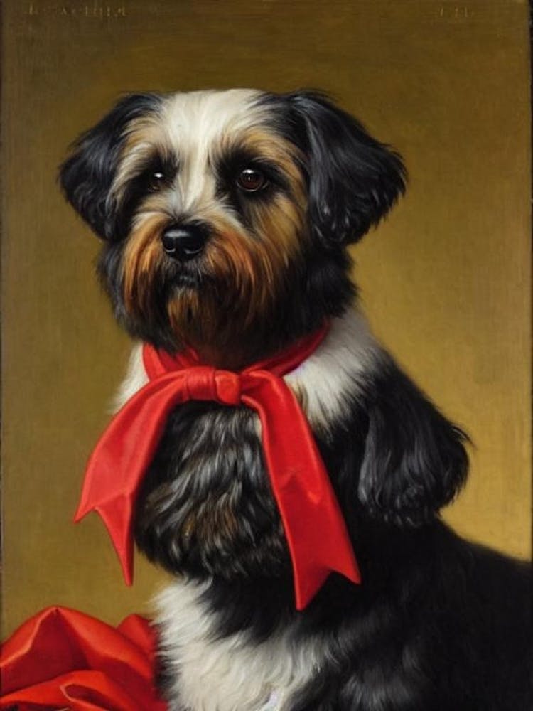 Lhasa Apso Renaissance Porträt Ölgemälde