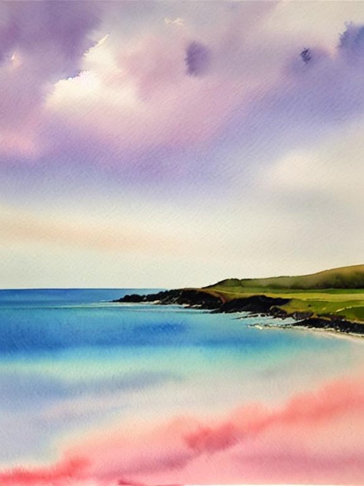 Cemaes Bay, Anglesey, Wales Pink Watercolour