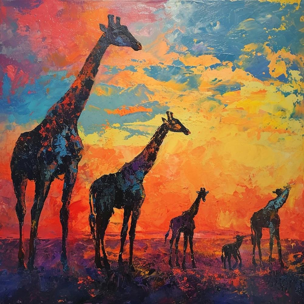 Giraffe Silhouettes In The Sunset 4