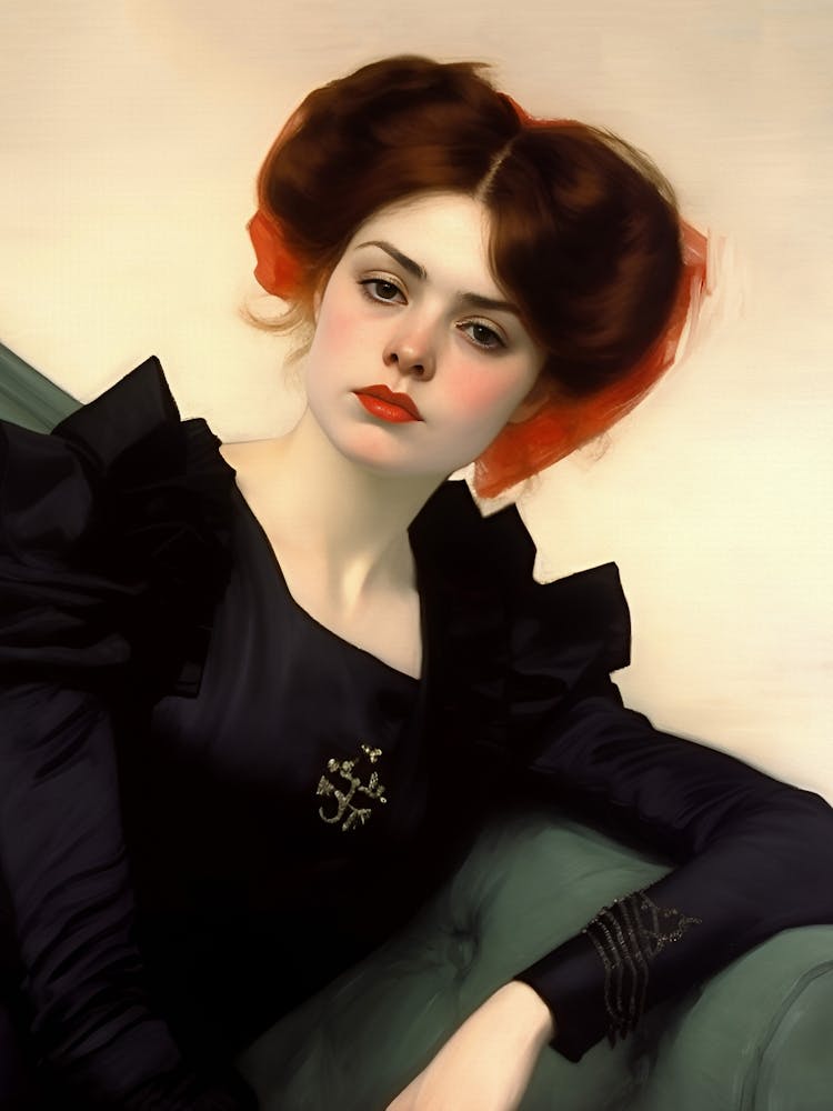 Lady In Black, Victorian Woman Portrait, Vintage Style