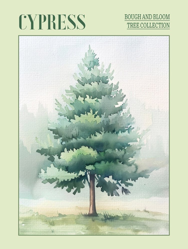 Cypress Tree Atmospheric Watercolour Painting 4 Poster