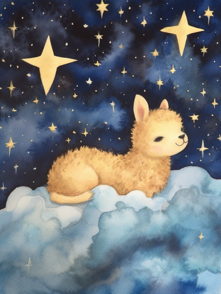 Baby Alpaca Sleeping In The Clouds