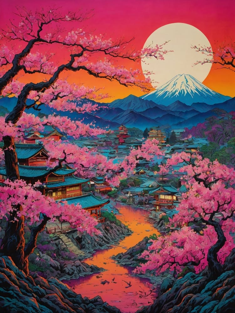 Cherry Blossoms In Fuji