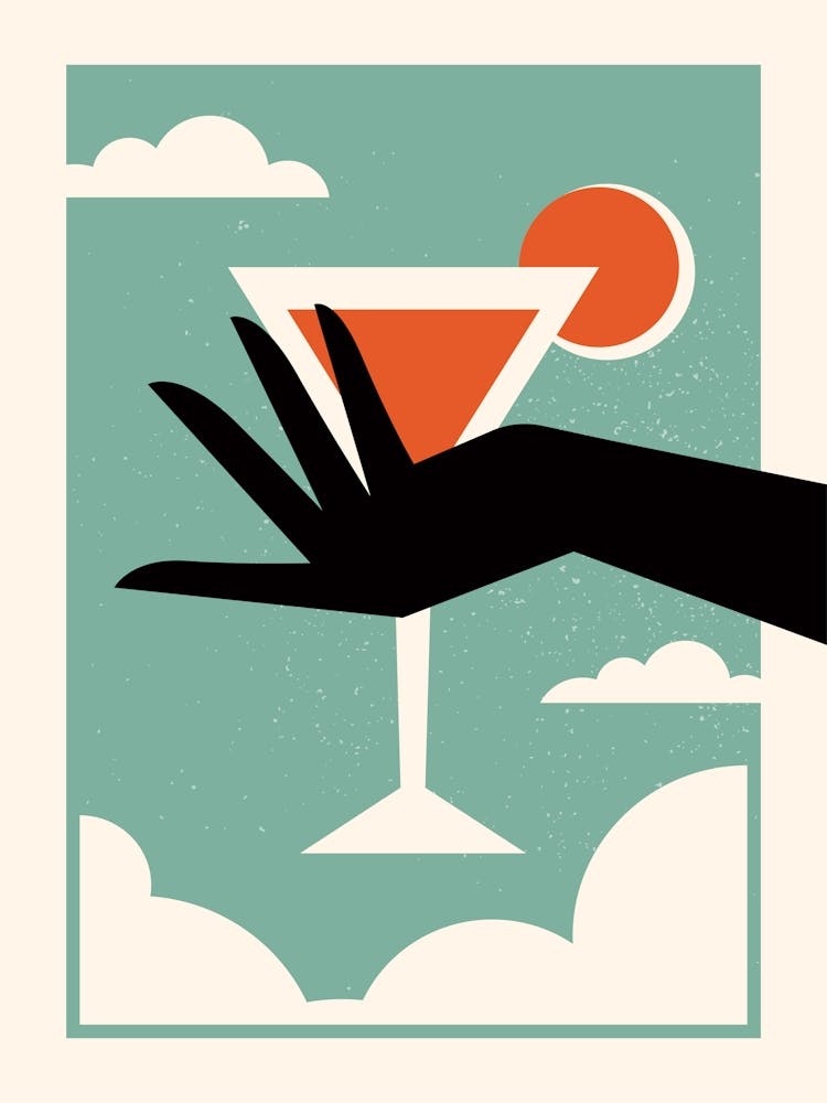 Martini, Cocktail print, Retro poster
